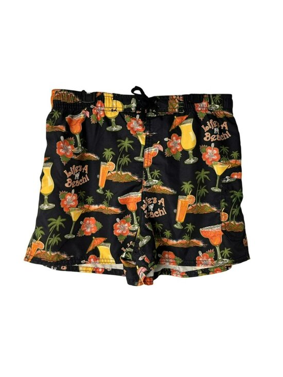 Big Dog Other - Big Dogs Mens Small Tropical Cocktail Print Swim Trunks 100% Polyester USED